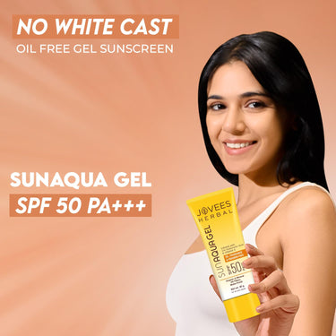 Jovees Herbal Sun Aqua Gel SPF 50 PA+++ | Lightweight, Water-Like Texture | 1% Hyaluronic Acid | Non-Greasy, No White Cast | Perfect for Oily & Combination Skin 30g